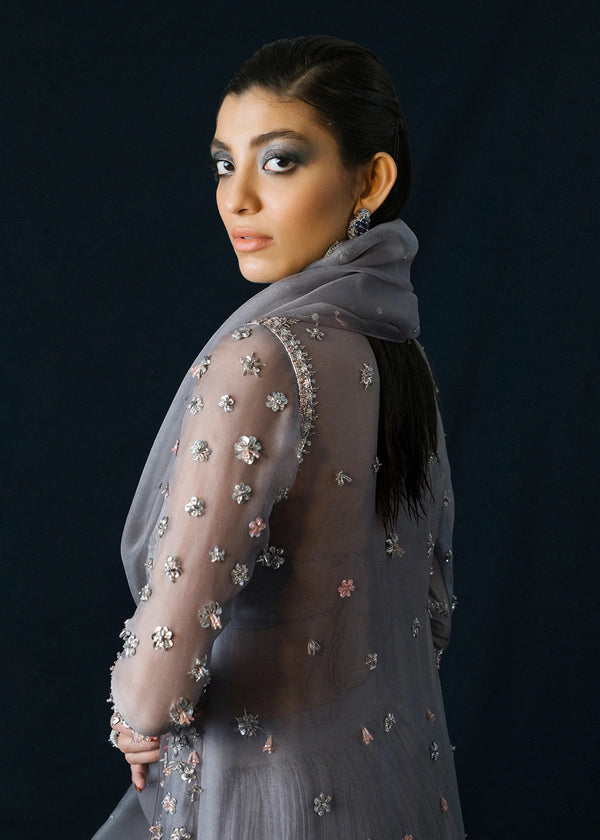 Hussain Rehar Embroidered Organza SURMAI