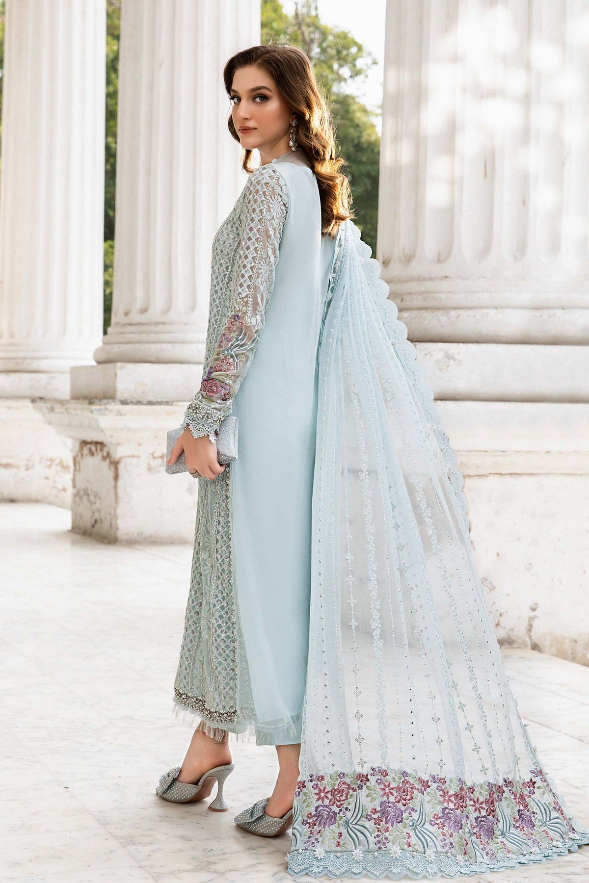 Maria B | Unstitched Embroidered Chiffon Suit | MPC-24-103-Ice Blue