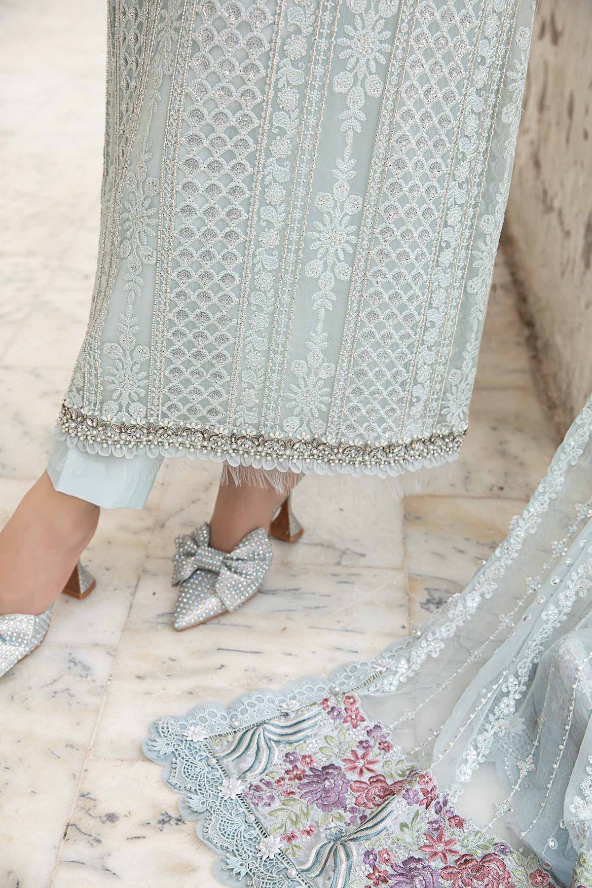 Maria B | Unstitched Embroidered Chiffon Suit | MPC-24-103-Ice Blue