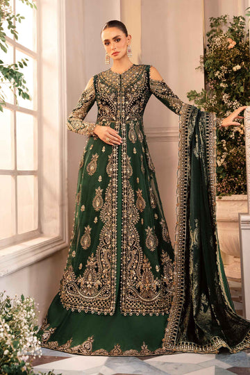 Maria B - 3 Piece Unstitched Embroidered Organza Suit - BD-2904-Emerald Green